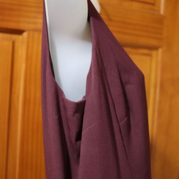 White House Black Market Burgundy Sleeveless Belted Sheath Midi Dress 14 - Picture 9 of 13